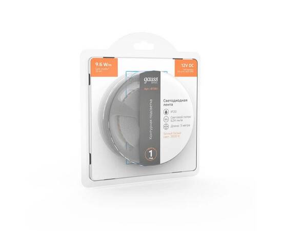 Светодиодная лента Gauss 9,6W/m 120LED/m 2835SMD теплый белый 3M BT061, изображение 6