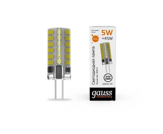 Лампа cветодиодная Gauss G4 5W 3000K прозрачная 18015