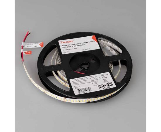 Светодиодная лента Arlight 17,6W/m 192LED/m 2835SMD теплый белый 5M RT-A192-10mm 24V Warm3000 038775, изображение 4