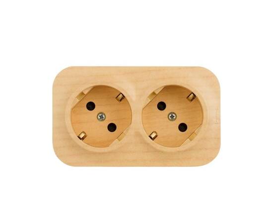 Розетка 2х2К+З Legrand Quteo 16A 250V со шторками дерево 782287