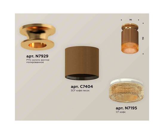 Комплект накладного светильника Ambrella light Techno Spot XS7404122 SCF/PYG/CF кофе песок/золото желтое полированное/кофе (N7929, C7404, N7195), изображение 2