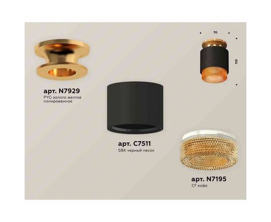 Комплект накладного светильника Ambrella light Techno Spot XS7511122 SBK/PYG/CF черный песок/золото желтое полированное/кофе (N7929, C7511, N7195), изображение 2