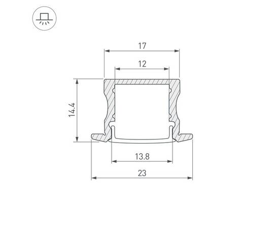 Встраиваемый профиль Arlight ARH-LINE-2315-F-2000 ANOD GOLD 039991, изображение 2