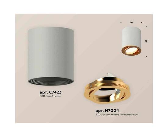 Комплект накладного светильника Ambrella light Techno Spot XS7423022 SGR/PYG серый песок/золото желтое полированное (C7423, N7004), изображение 2