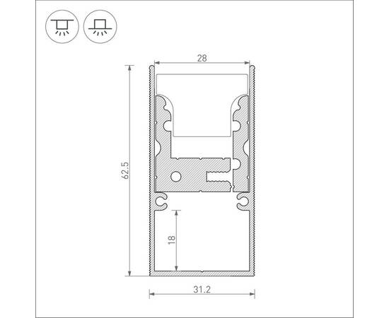 Встраиваемый профиль Arlight ARH-FLOOR27-H28-2000 039471, изображение 2