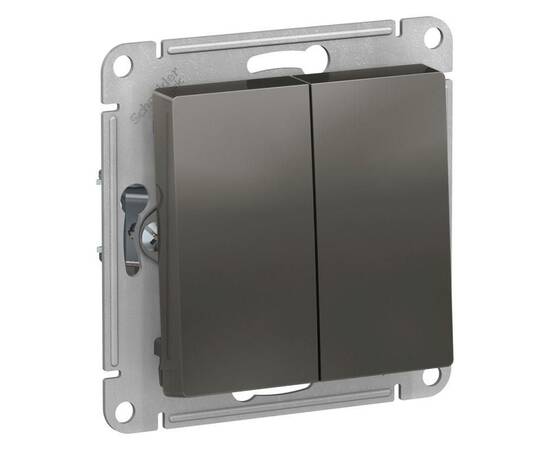 Переключатель 2-клавишный Systeme Electric ATLASDESIGN, скрытый монтаж, сталь