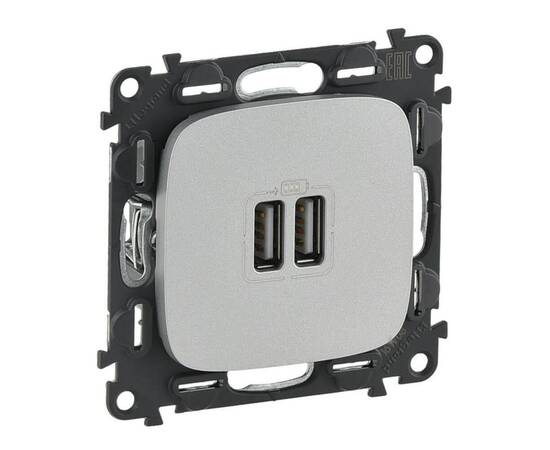 Розетка USB двойная Legrand Valena Allure 240V/5V 1500mA алюминий 754997