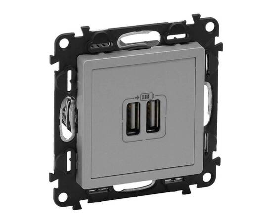 Розетка USB двойная Legrand Valena Life 240V/5V 1500mA алюминий 753612