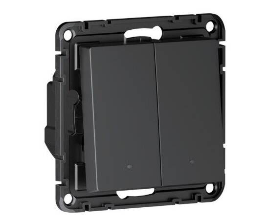 Умный выключатель двухклавишный Systeme Electric/Sber ATLASDESIGN SMART скрытый монтаж, с подсветкой, с нейтралью, карбон
