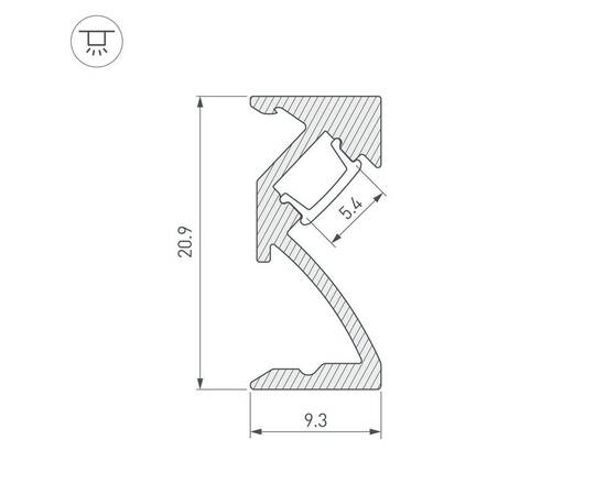 Профиль Arlight SL-Bevel-W21-2000 Anod Black 043688, изображение 2