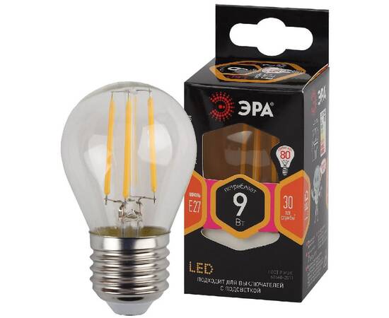 Лампа светодиодная Эра E27 9W 2700K F-LED P45-9w-827-E27 Б0047023