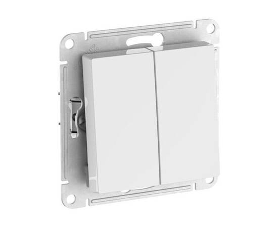 Переключатель 2-клавишный Systeme Electric ATLASDESIGN, скрытый монтаж, быстрозажимные клеммы, белый