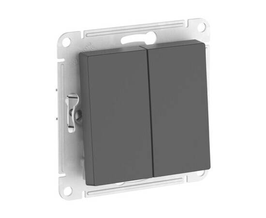Переключатель 2-клавишный Systeme Electric ATLASDESIGN, скрытый монтаж, быстрозажимные клеммы, карбон