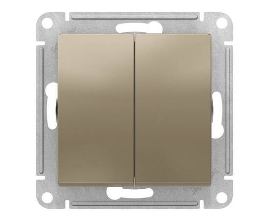 Переключатель 2-клавишный перекрестный Systeme Electric ATLASDESIGN, скрытый монтаж, шампань