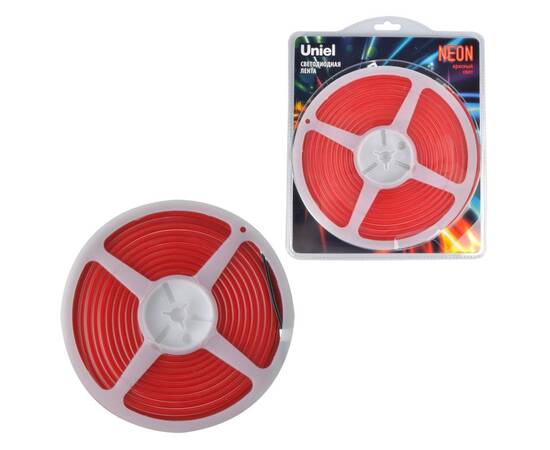 Светодиодная лента Uniel ULS-N01-2835-120LED/m-6mm-IP67-DC12V-9W/m-5M-RED блистер