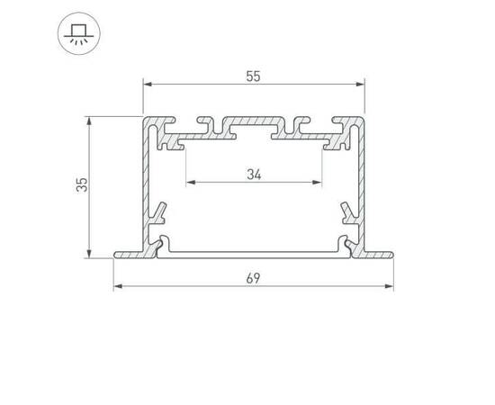 Профиль Arlight S2-LINIA69-F-2500 SEAMLESS BLACK (Arlight, Алюминий) 033534, изображение 2