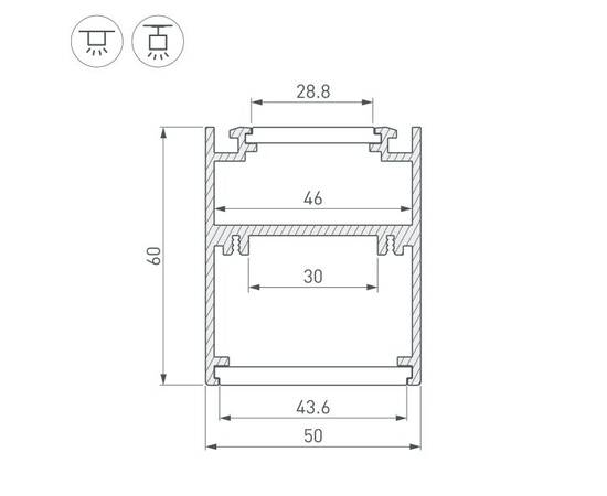 Профиль Arlight SL-ARC-5060-D1500-A90 Black 029270, изображение 2