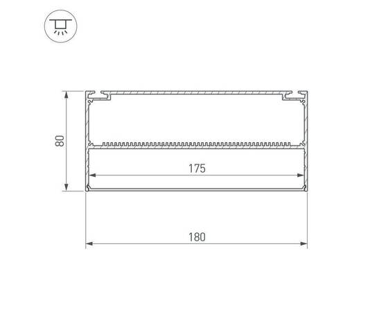 Профиль с рассеивателем Arlight ARH-POWER-W180-2000 ANOD 027921, изображение 3