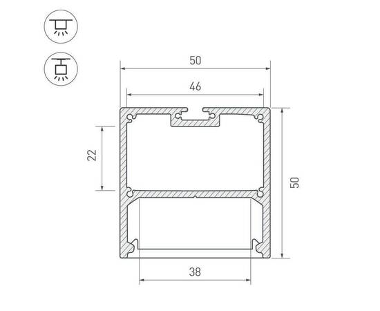Профиль с рассеивателем Arlight SL-LINE-5050-2500 WHITE+OPAL 021467, изображение 3