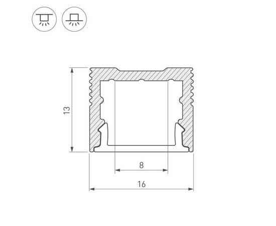 Профиль с рассеивателем Arlight SL-SLIM-H13M-2500 ANOD+OPAL 025869, изображение 2