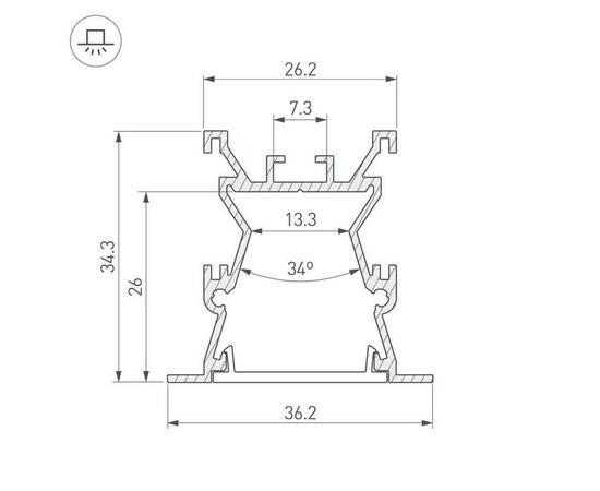 Профиль с рассеивателем Arlight ALU-WIDE-FL-H35-2000 ANOD+FROST 027887, изображение 7