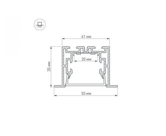 Профиль с рассеивателем Arlight S2-LINIA55-F-2500 ANOD+OPAL 021176, изображение 3