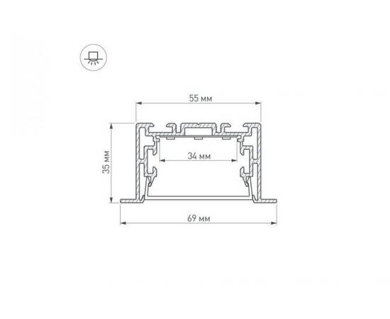 Профиль с рассеивателем Arlight S2-LINIA69-F-2500 ANOD+OPAL 021177, изображение 4