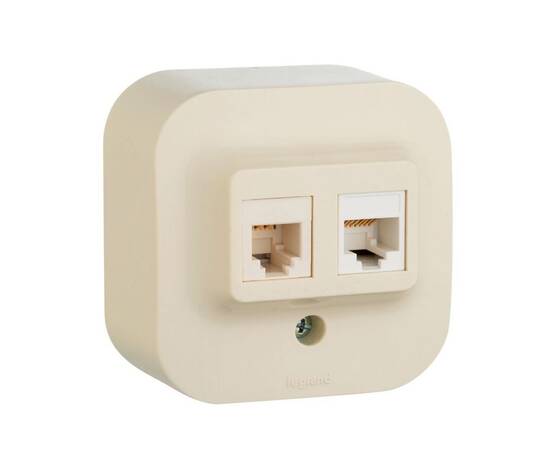 Розетка двойная RJ11+RJ45 Legrand Quteo 782251