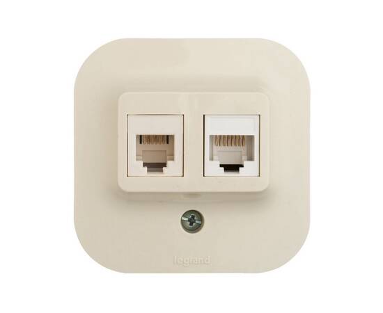 Розетка двойная RJ11+RJ45 Legrand Quteo 782251, изображение 2