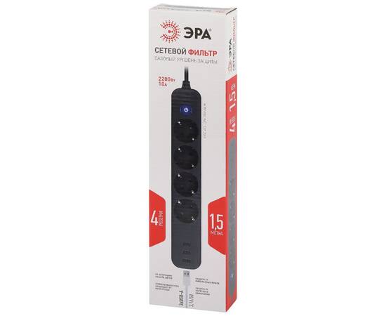 Сетевой фильтр Эра USF-4es-1,5m-3xUSBA-B Б0059568, изображение 2