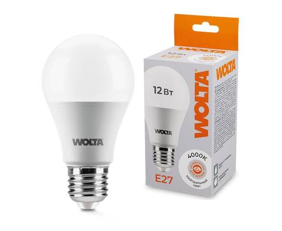 Светодиодная лампа WOLTA 12Вт 4000К E27 груша матовая 25S60BL12E27
