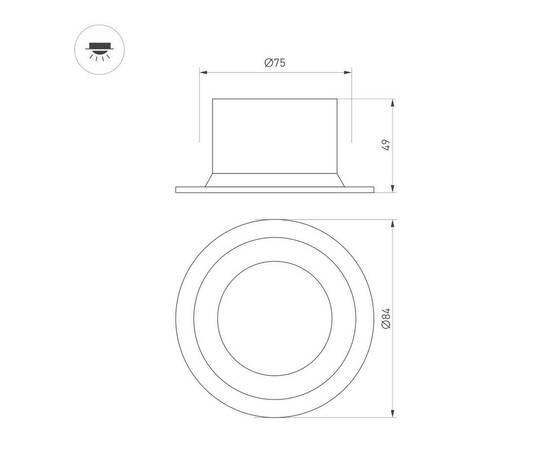 Встраиваемый светильник Arlight MS-DROP-BUILT-R84-8W Warm2700 054707, изображение 3