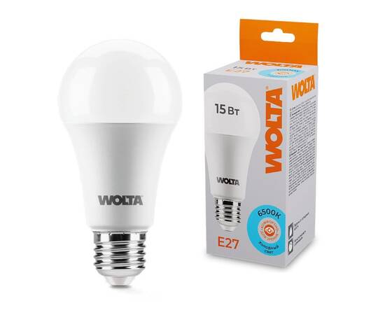 Светодиодная лампа WOLTA 15Вт 6500К E27 груша матовая 25W60BL15E27