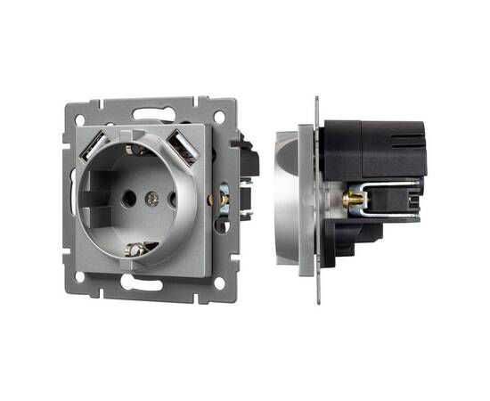 Механизм розетки с USB зарядкой Arlight SCT-MUAA-PL-GR-V (250V, 16A) 049820