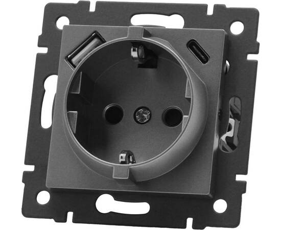 Механизм розетки с USB зарядкой Arlight SCT-MUAC-PL-GR-V (250V, 16A) 049831