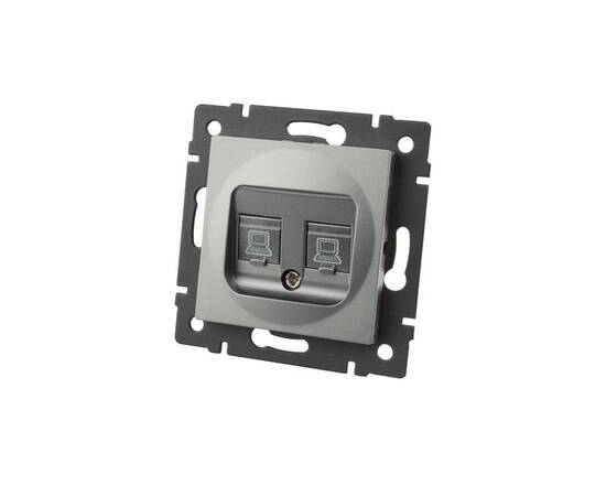 Механизм компьютерной розетки двойной Arlight SCT-MPC2-PL-GR-V (RJ-45, CAT6) 049851