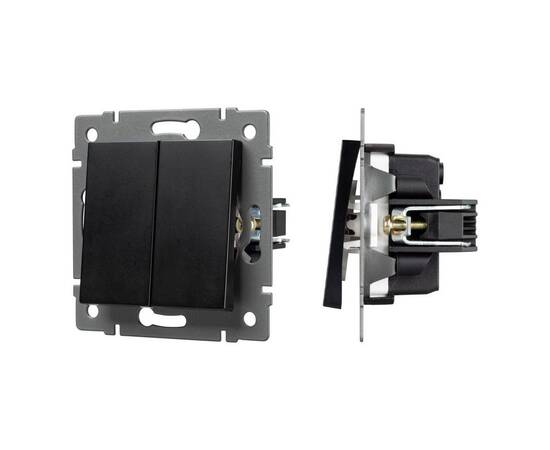 Механизм выключателя двухклавишный непроходной Arlight SWT-MK02-PL-BK-V (250V, 10A) 049888