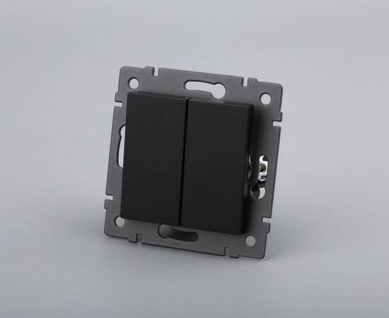 Механизм выключателя двухклавишный проходной Arlight SWT-MKP2-PL-BK-V (250V, 10A) 049893