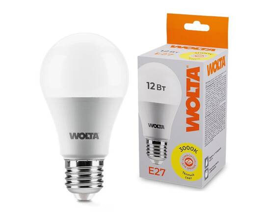Светодиодная лампа WOLTA 12Вт 3000К E27 груша матовая 25Y60BL12E27