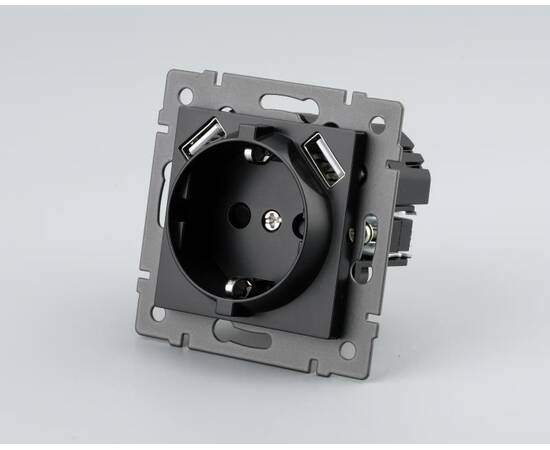 Механизм розетки с USB зарядкой Arlight SCT-MUAA-PL-BK-V (250V, 16A) 049819