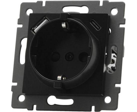 Механизм розетки с USB зарядкой Arlight SCT-MUAC-PL-BK-V (250V, 16A) 049830