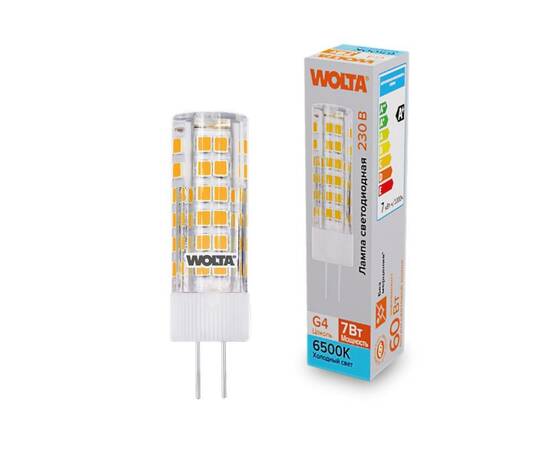 Светодиодная лампа WOLTA 7Вт 6500K G4 кукуруза матовая WSTD-JC-220V7W6KG4-C
