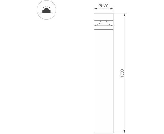 Ландшафтный светильник Arlight LGD-GUIDE-BOLL-H1000-20W Warm3500-MIX (GR, 280 deg, 230V) 047690, изображение 2