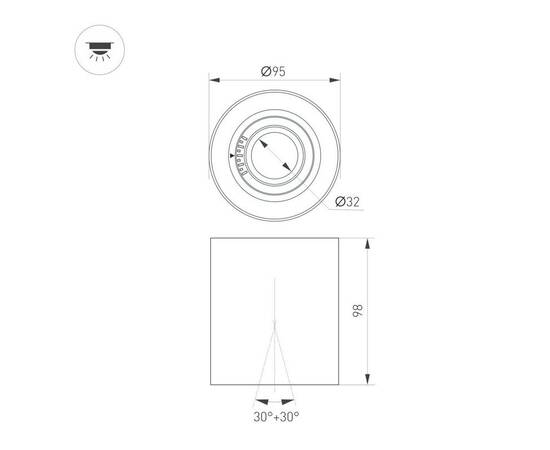 Накладной светильник Arlight SP-ACENTO-R95-10W Warm2700 (BK, 20-45 deg, 230V) 055743, изображение 2