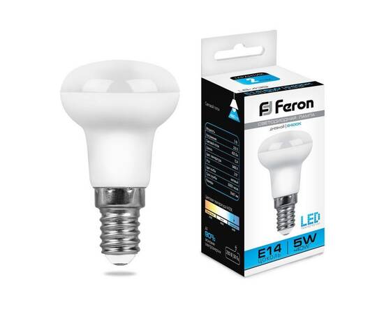 Лампа светодиодная Feron E14 5W 6400K Груша Матовая LB-439