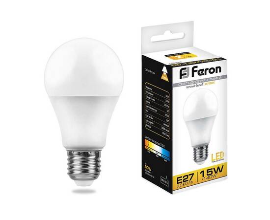 Лампа светодиодная Feron E27 15W 2700K Шар Матовая LB-94 25628