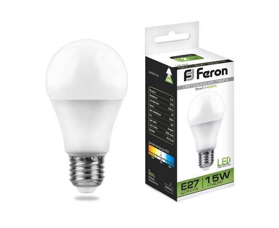 Лампа светодиодная Feron E27 15W 4000K Шар Матовая LB-94 25629