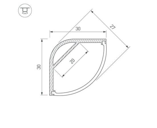 Профиль Arlight ARH-KANT-H30-2000 ANOD 016136, изображение 2