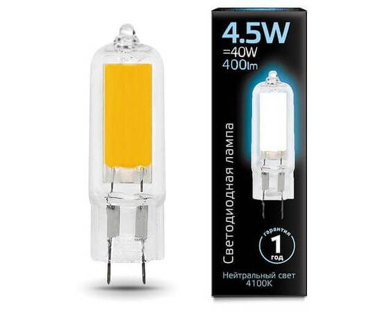 Лампа светодиодная Gauss G4 4.5W 4100K прозрачная 107807204