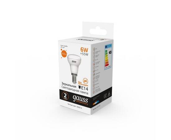 Лампа светодиодная Gauss E14 6W 3000K матовая 63116, изображение 4